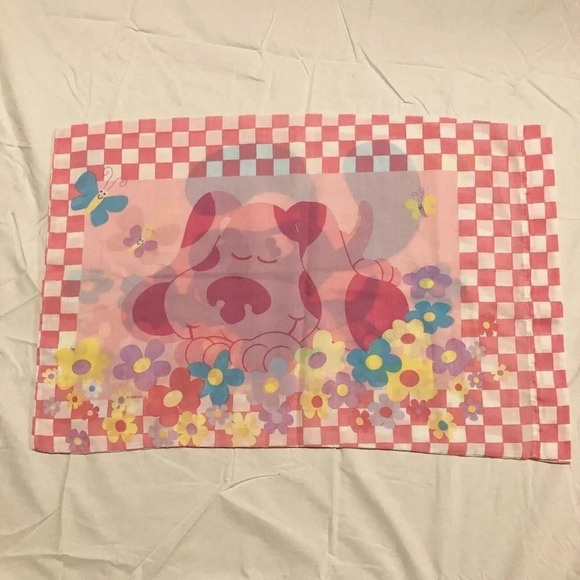 2000 Blues Clues Pillowcase Dan River Pink Flower Standard Pillow Case - Picture 8 of 16